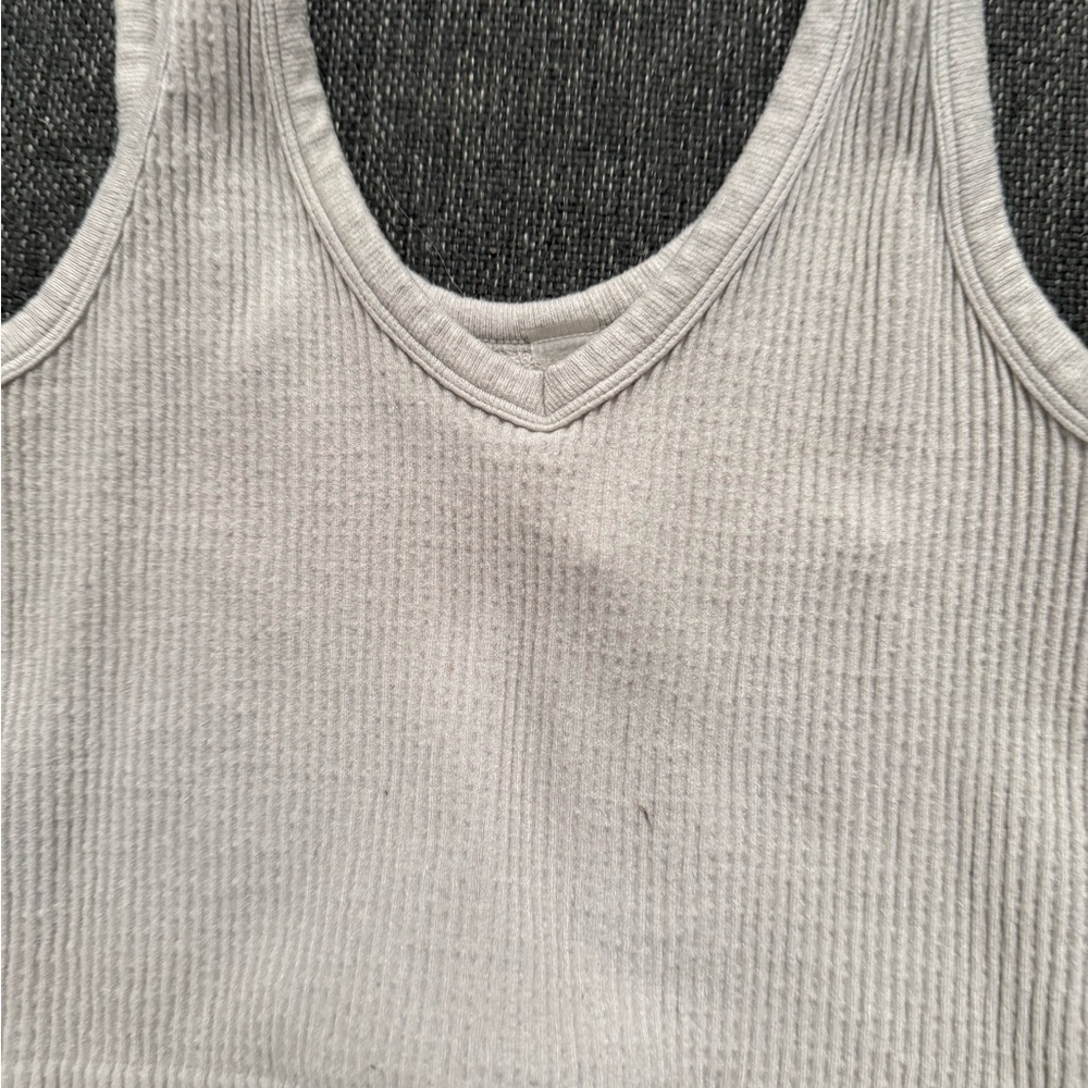 Mono B Women's Gray Ribbed Tank Top size S\XS - Picture 2 of 9